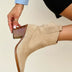 Suede-Style Western Ankle Boots for Women - Beige