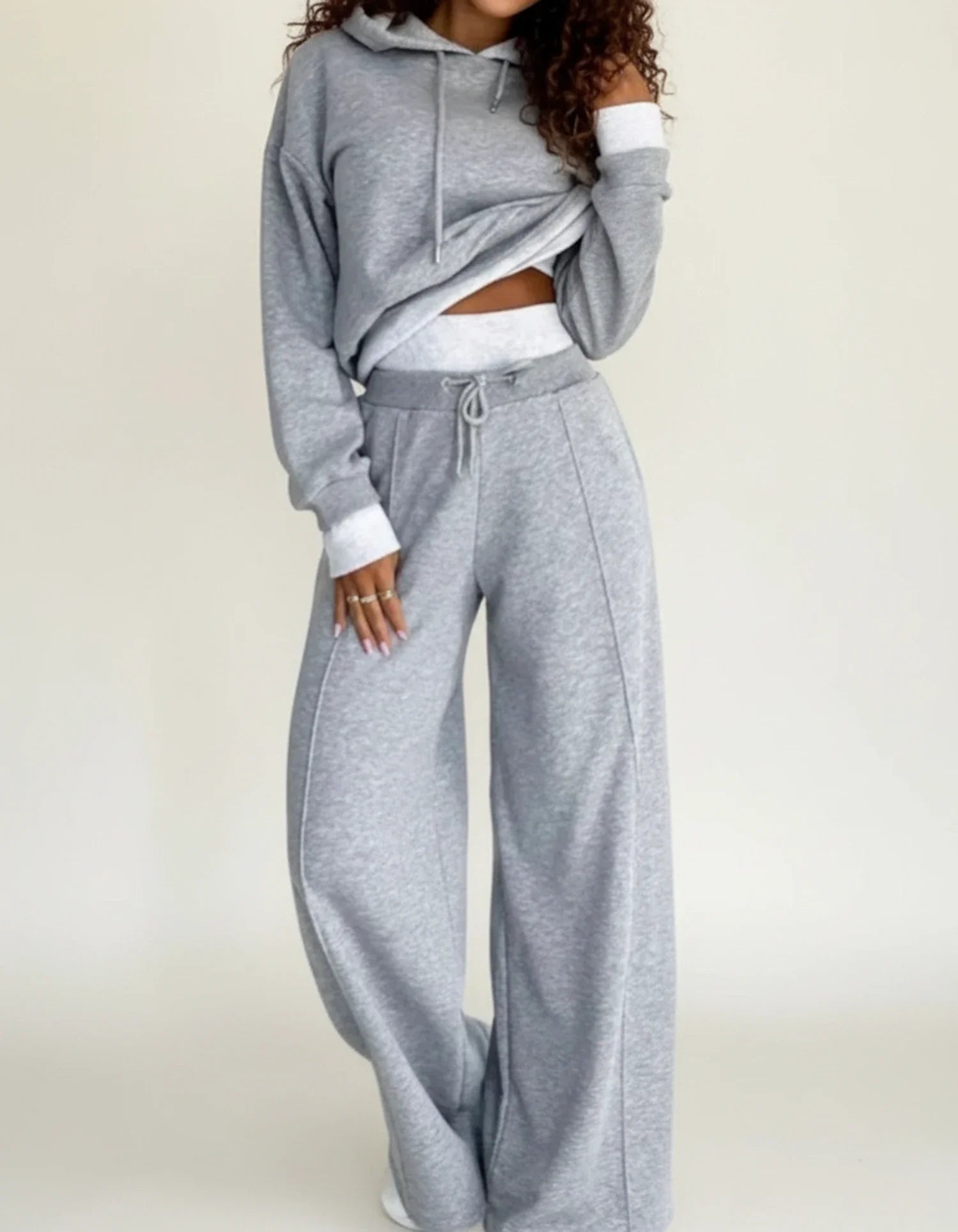 Luvrefashion | Wide Leg Trousers Ensemble in Black - back view