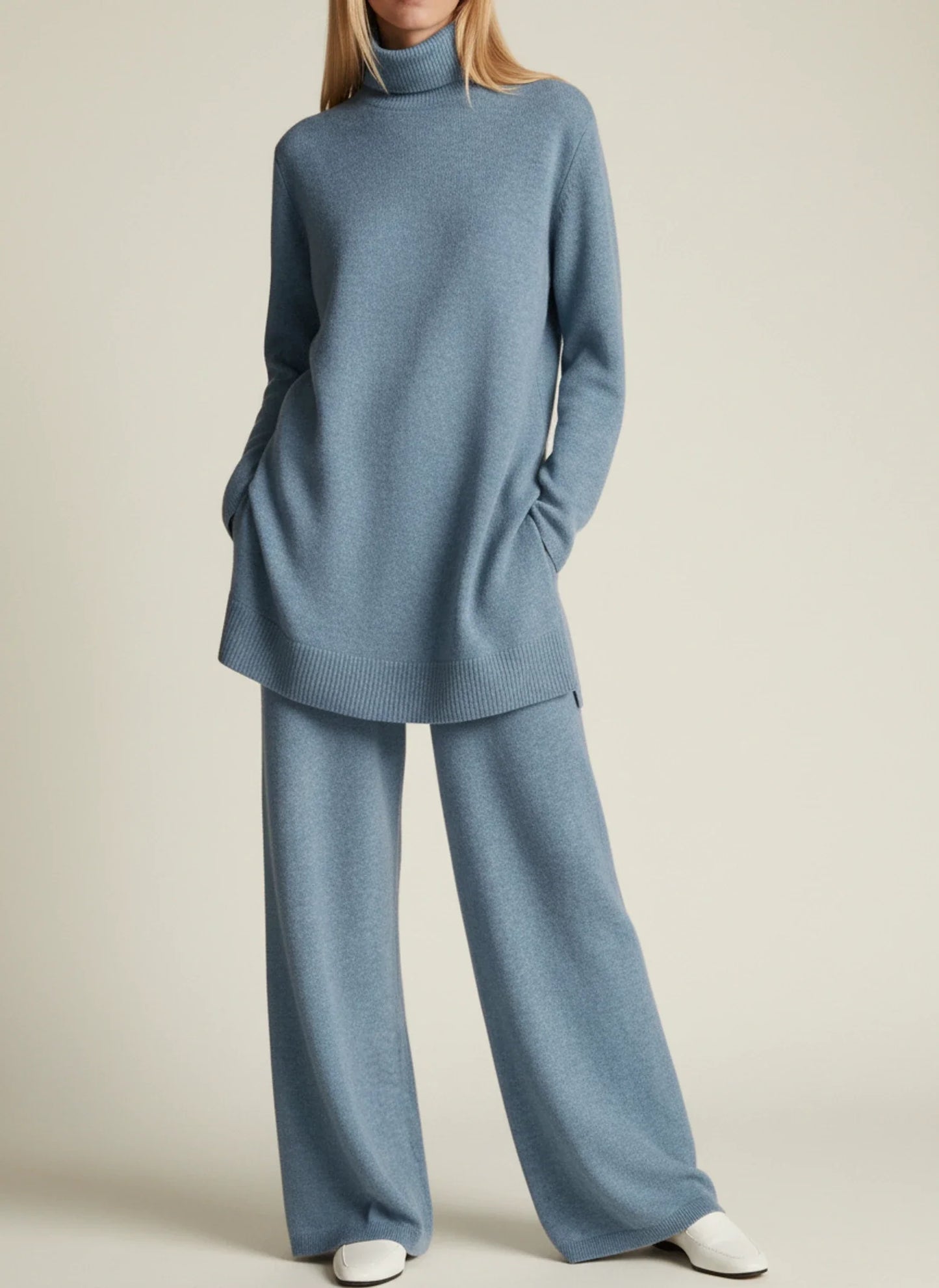 Relaxed Fit Wide Leg Pants Set for in Black - styled look