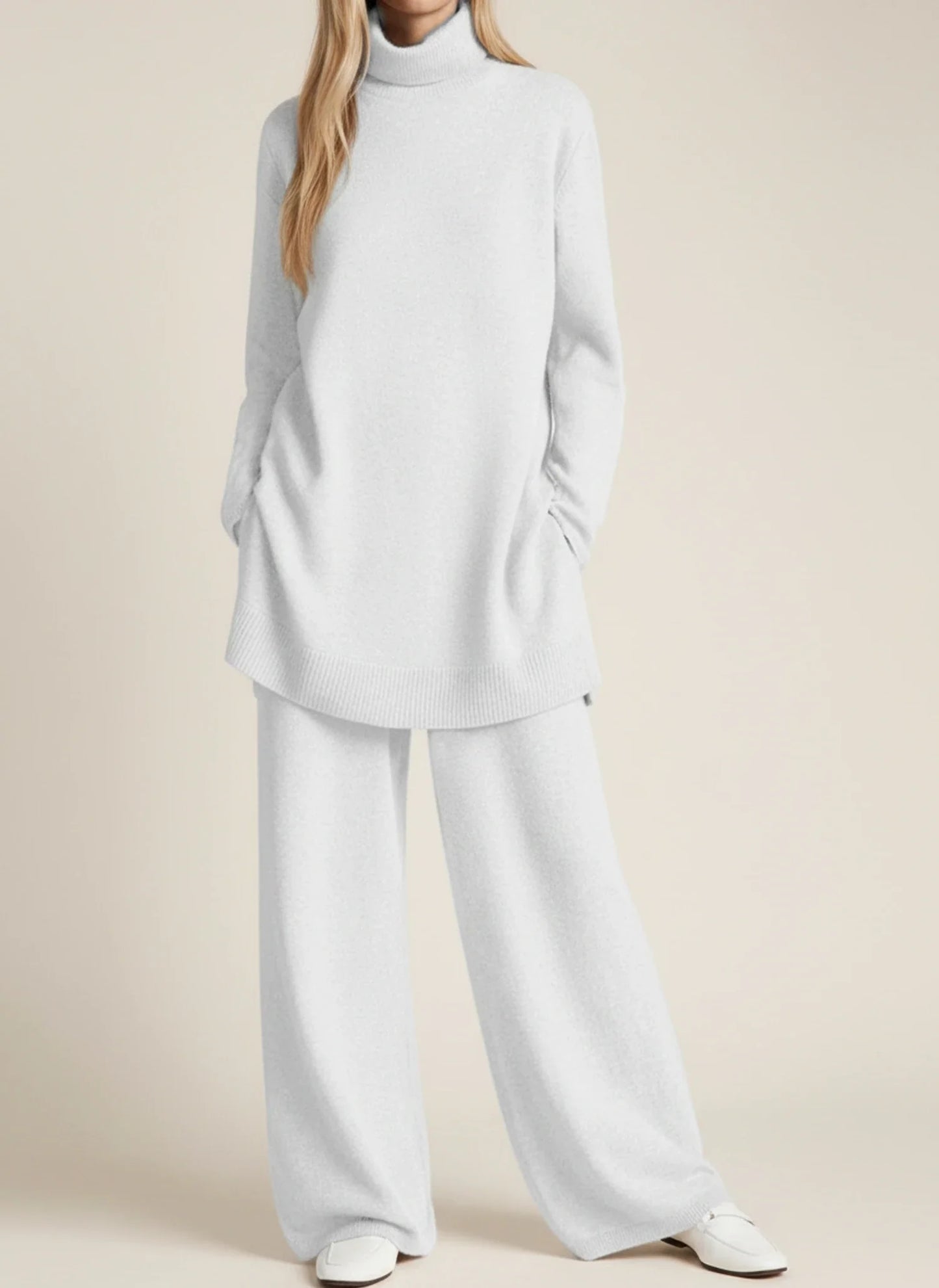 Relaxed Fit Wide Leg Pants Set for in Black - side view