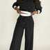 Women's Wide-Leg Trousers Ensemble - Black