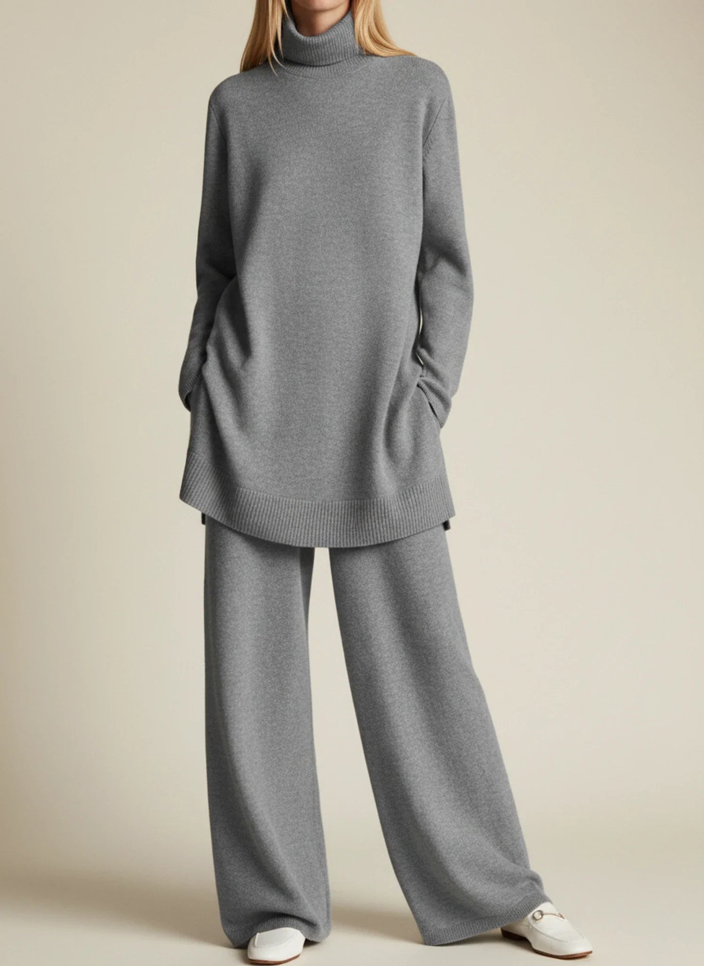 Relaxed Fit Wide Leg Pants Set for in Black - back view