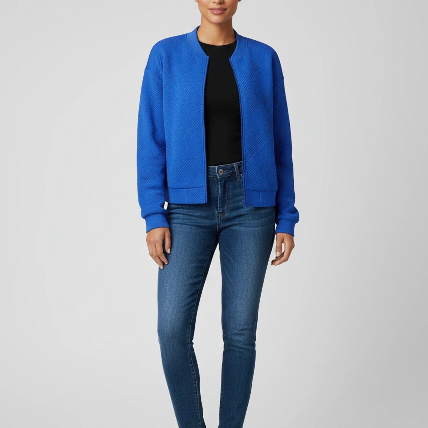 Zippered Jacket in Blue - side view