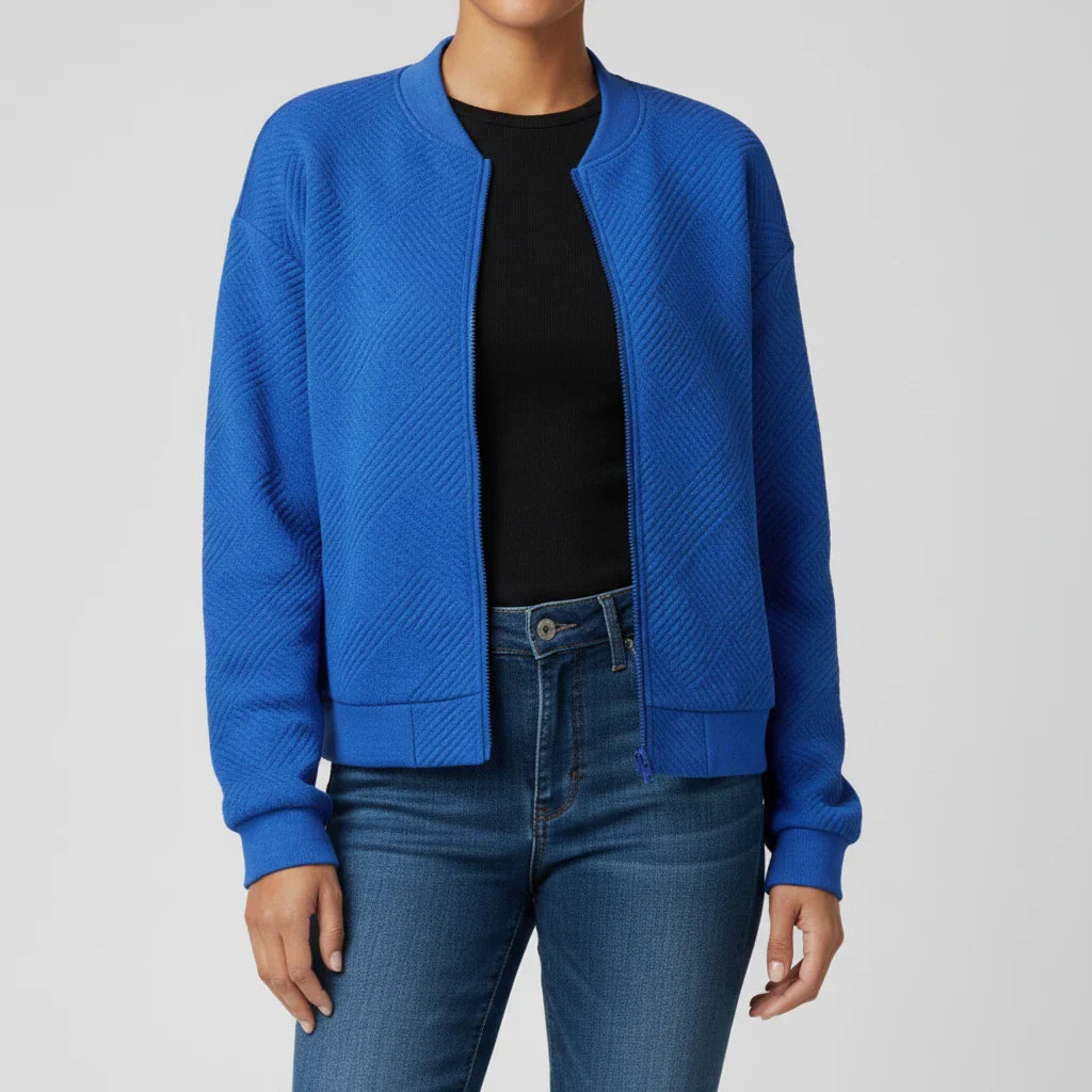 Zippered Jacket in Blue - front view
