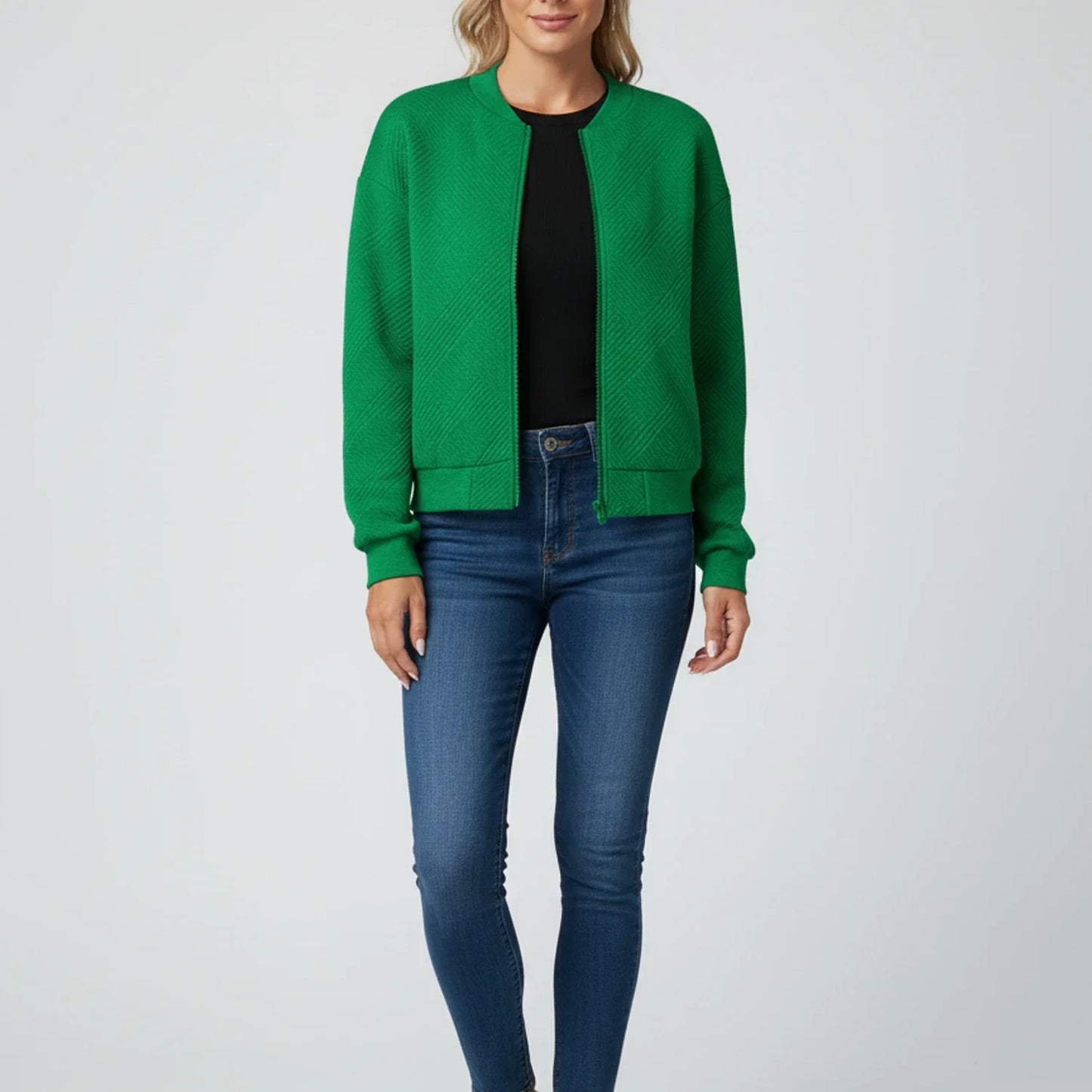 Zippered Jacket in Blue - detail view