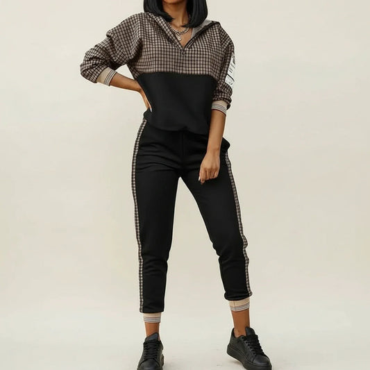Jogger Set Two Piece Outfit in Black - front view