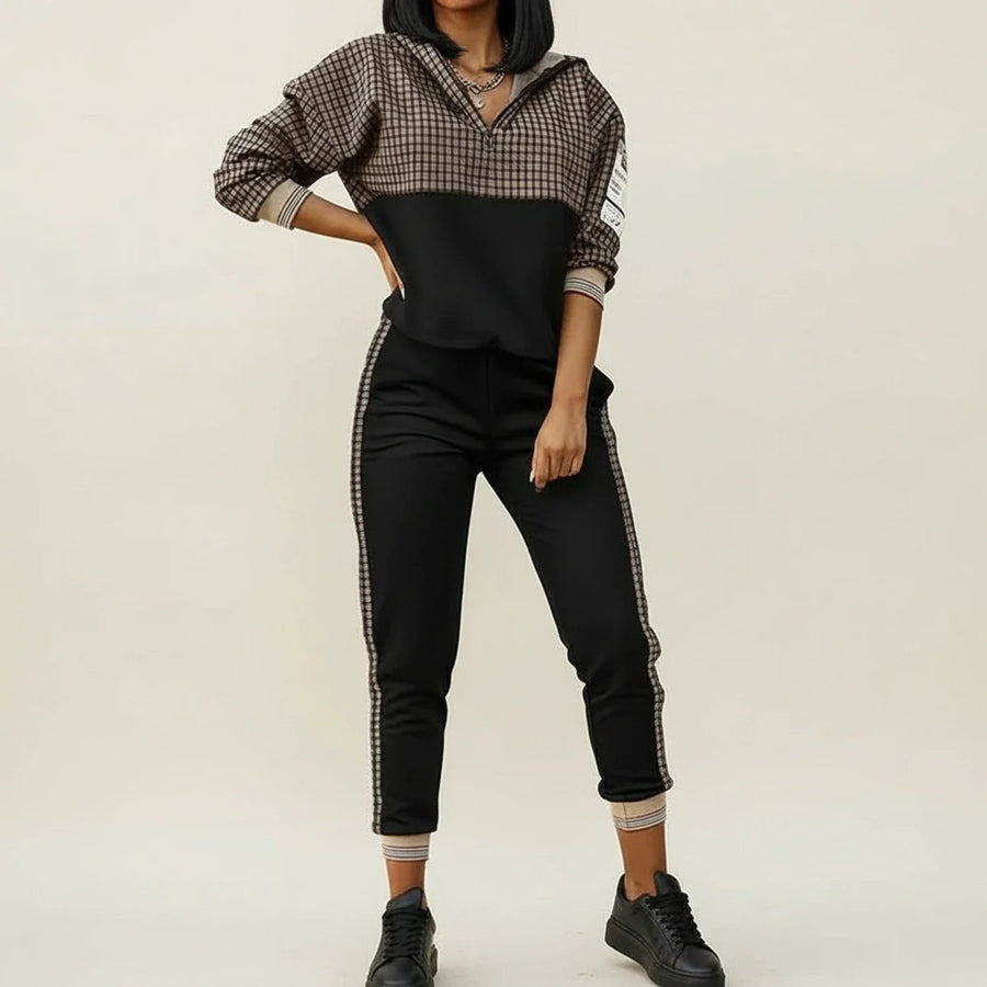 Luvrefashion | Jogger Set Two Piece Outfit in Black - front view