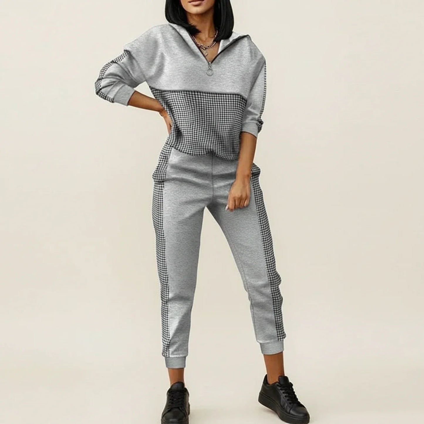 Jogger Set Two Piece Outfit in Black - back view