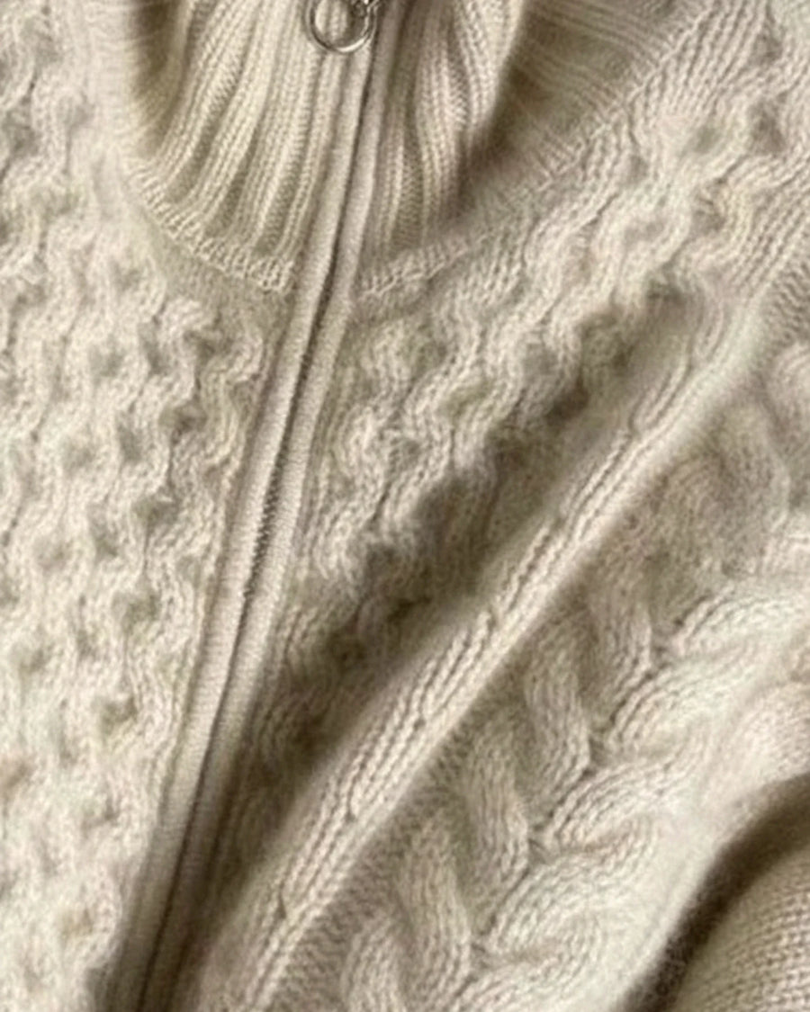 Luvrefashion | Zippered Knit Sweater for in Beige - side view