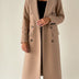 Double-Breasted Winter Coat for Women - Camel