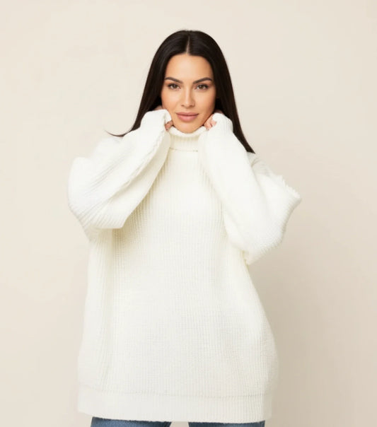 Chunky Knit Oversized Sweater for in White - front view