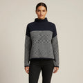 Ladies' Color Block Turtleneck Sweater