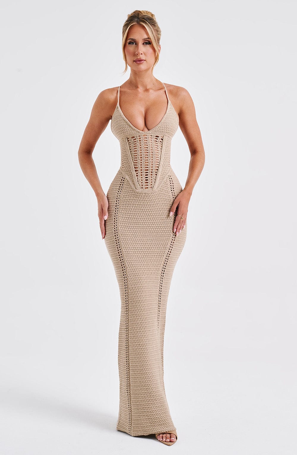 Sophia Beige Maxi Summer Dress