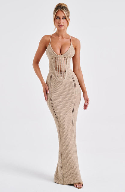 Sophia Beige Maxi Summer Dress