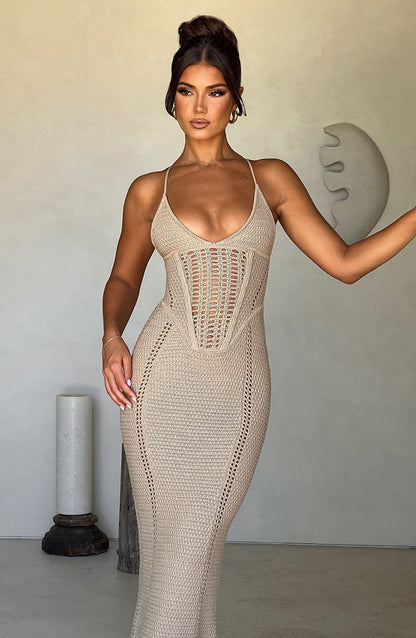 Sophia Beige Maxi Summer Dress
