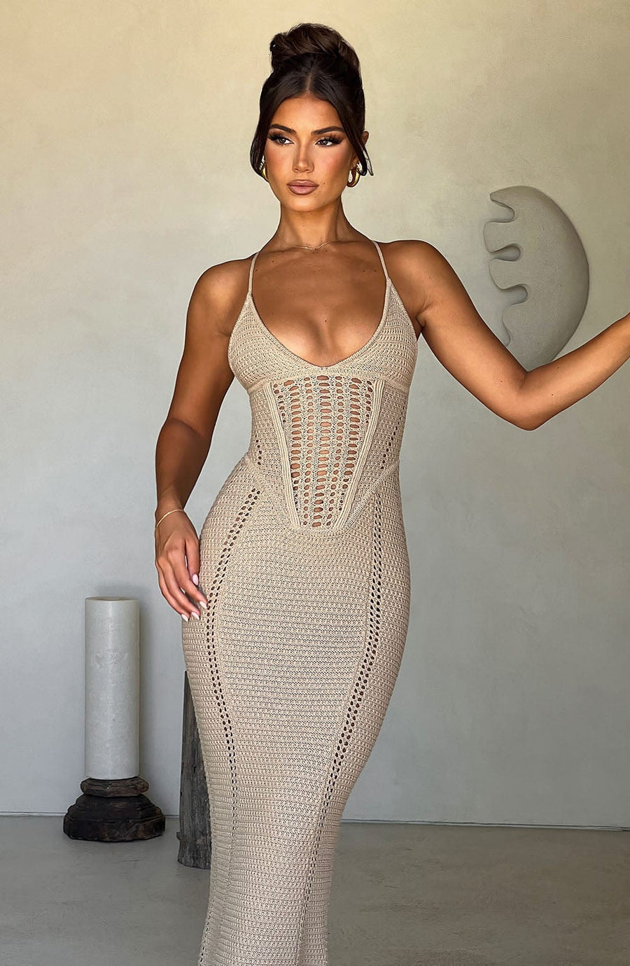 Sophia Beige Maxi Summer Dress