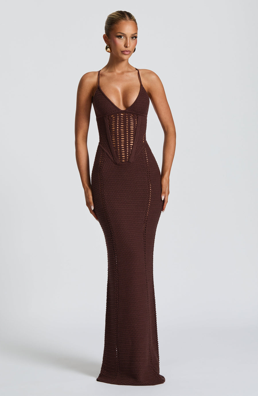 Sophia Maxi Summer Dress in Plum Brown