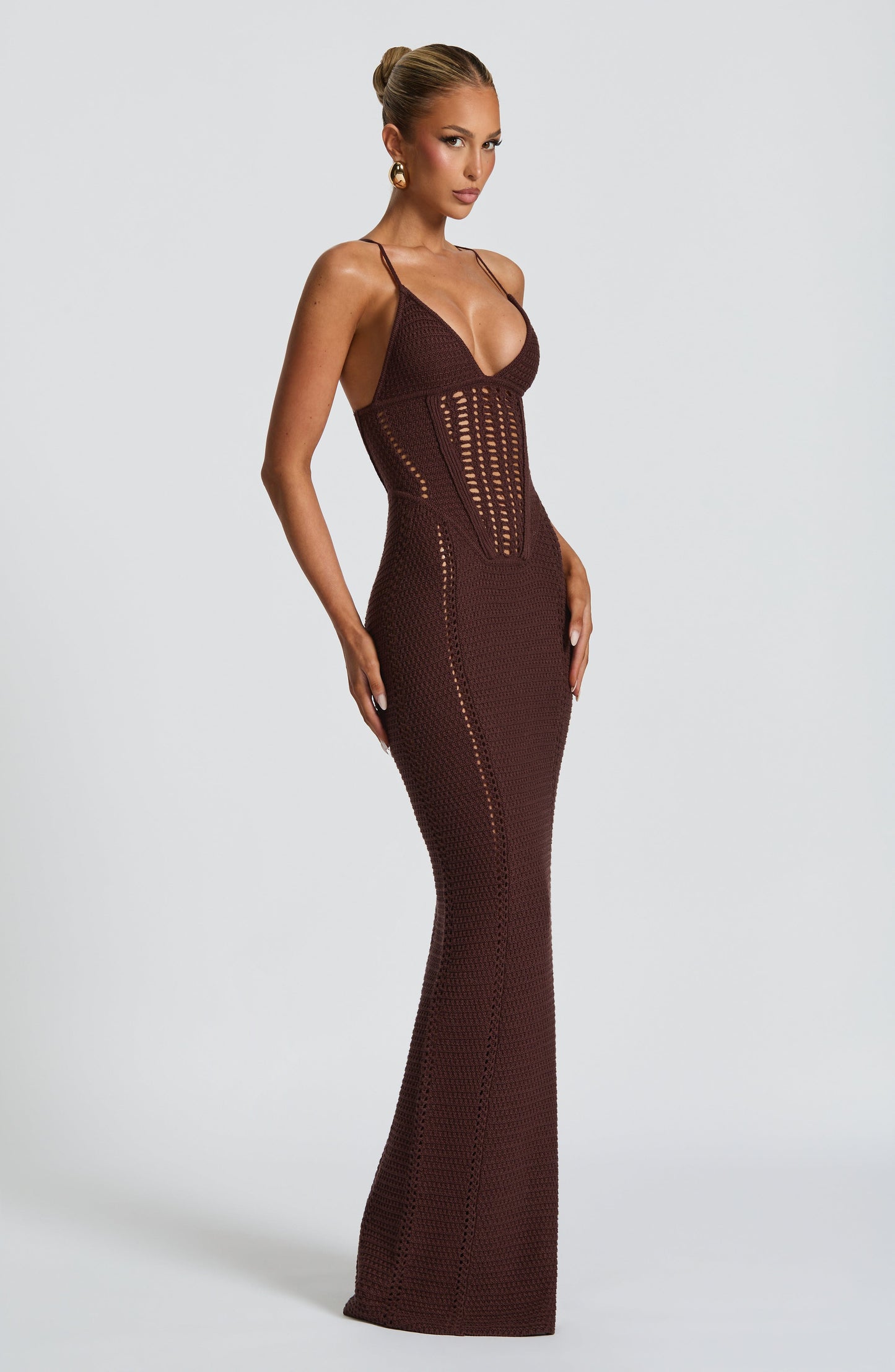 Sophia Maxi Summer Dress in Plum Brown