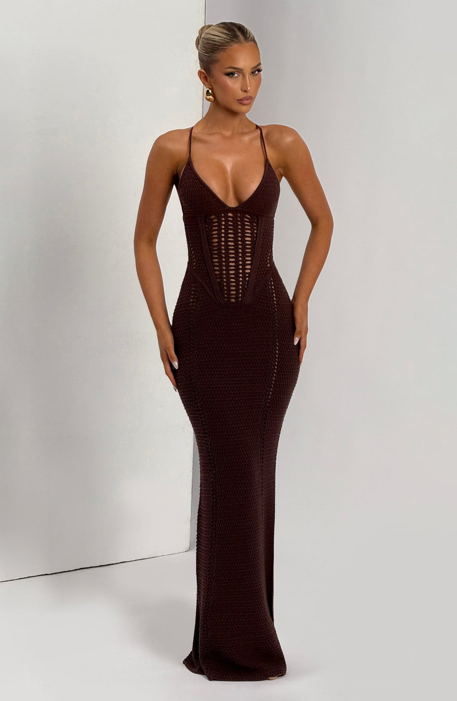 Sophia Maxi Summer Dress in Plum Brown