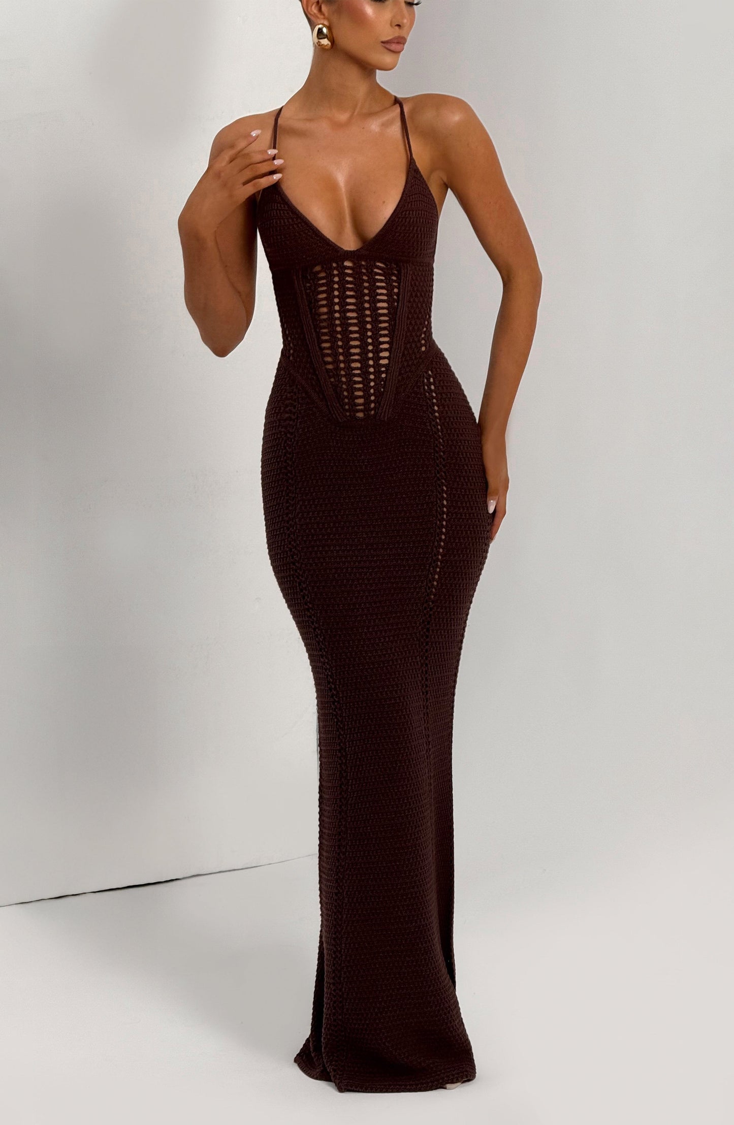 Sophia Maxi Summer Dress in Plum Brown