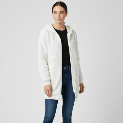 Ladies' Zip Up Hooded Sweater in Black - image 7