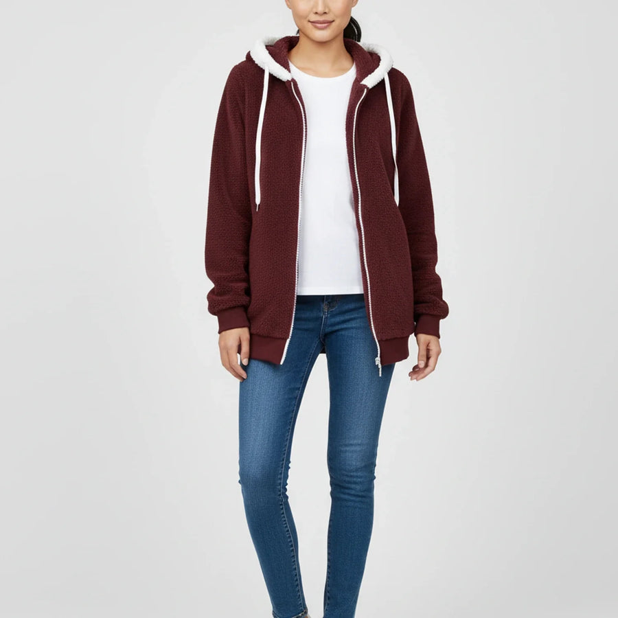 Luvrefashion | Ladies' Zip Up Hooded Sweater in Black - image 9