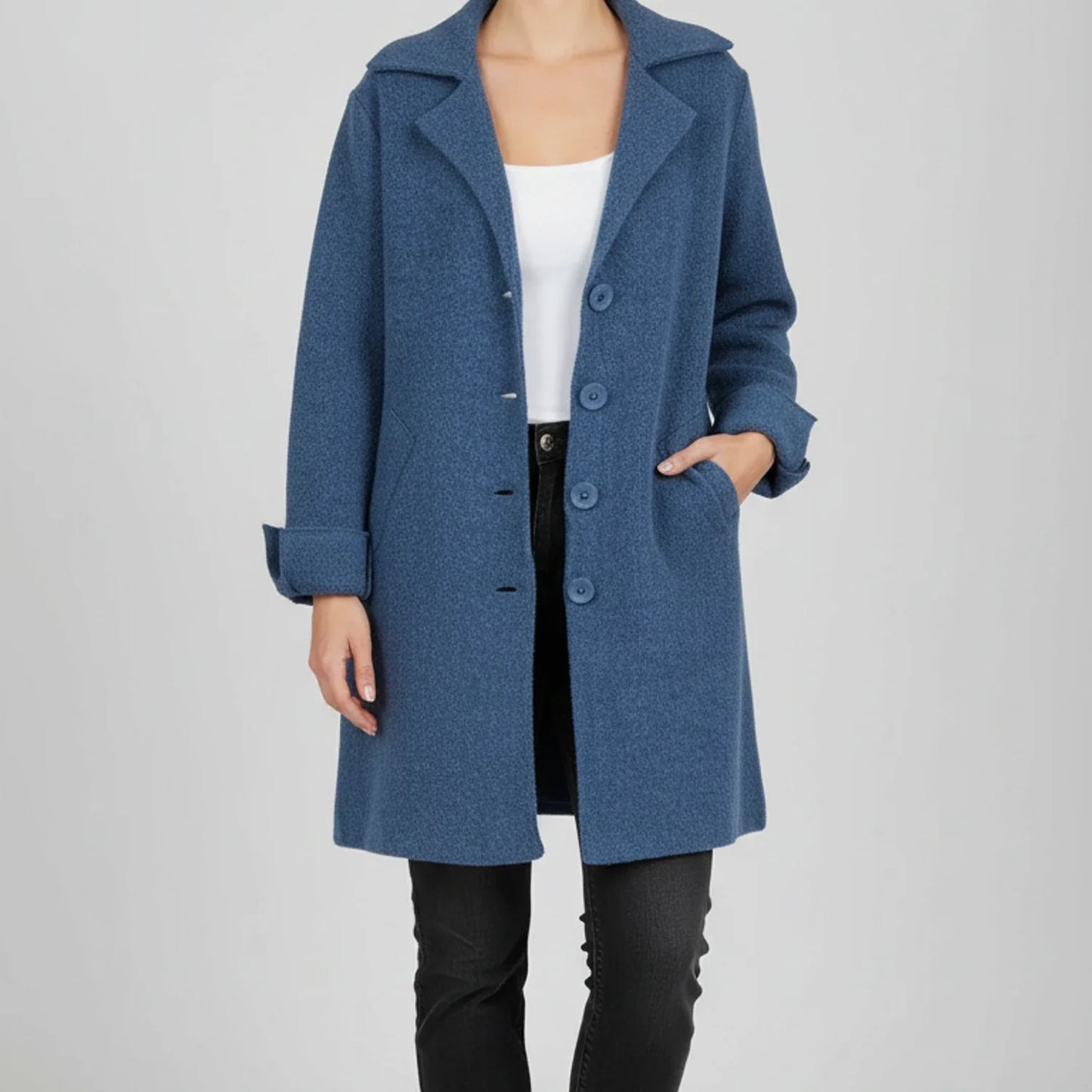 Ladies' Jacket with Collar in Blue - side view