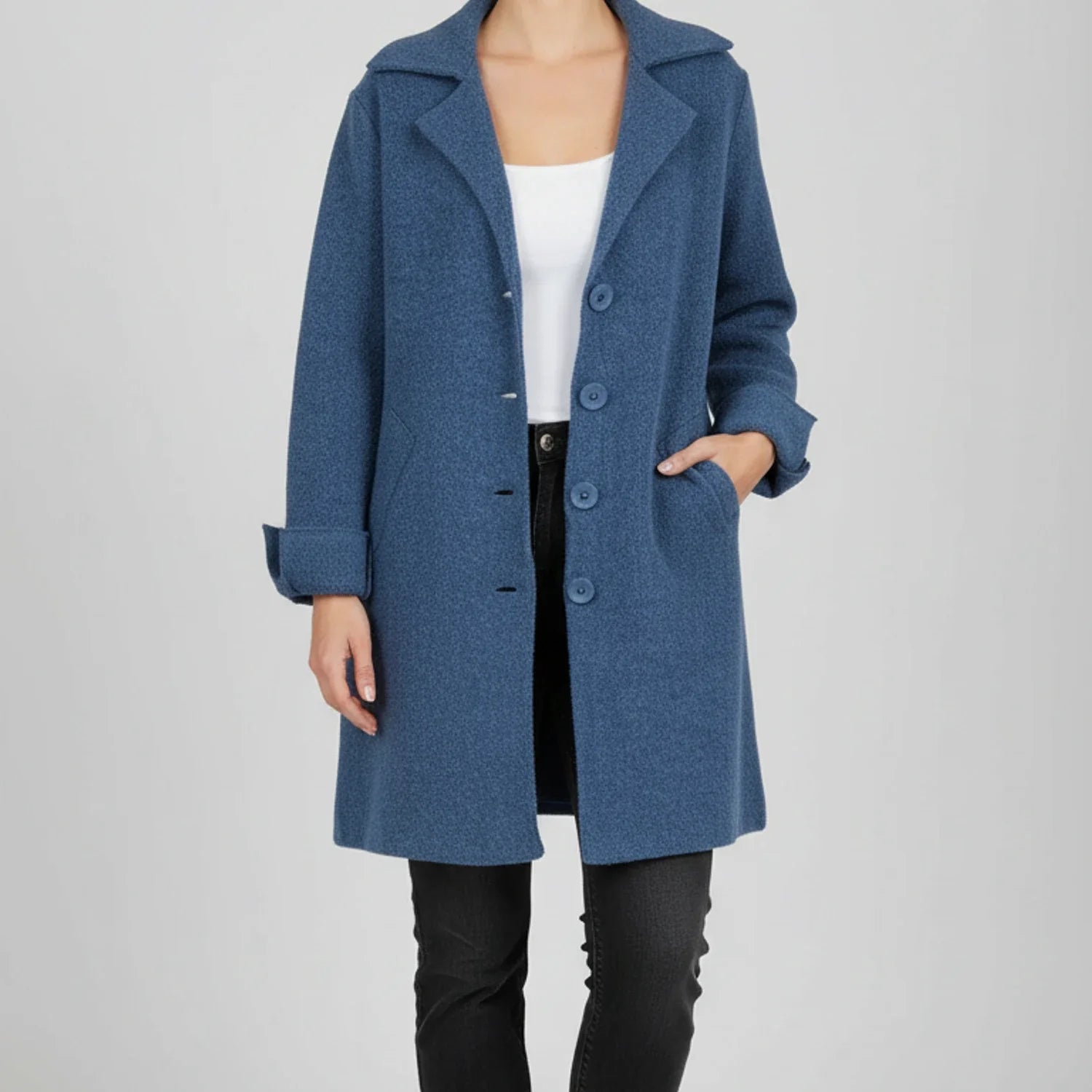 Ladies' Jacket with Collar in Blue - side view