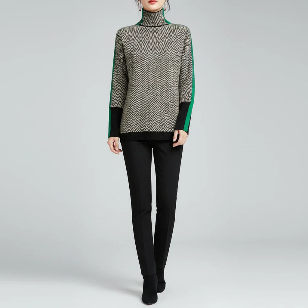 Chevron Pattern Sweater for in Green - side view