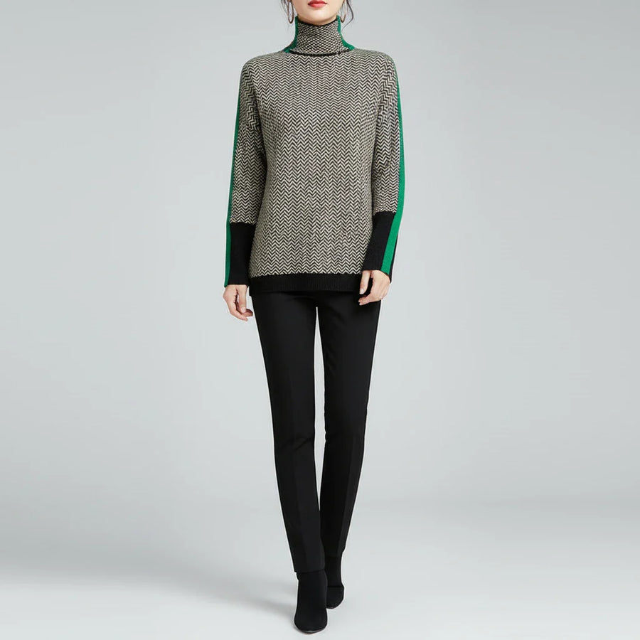 Luvrefashion | Chevron Pattern Sweater for in Green - side view